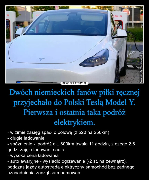 
    Dwóch niemieckich fanów piłki ręcznej przyjechało do Polski Teslą Model Y. Pierwsza i ostatnia taka podróż elektrykiem.