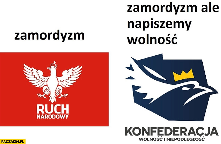 
    Ruch Narodowy: zamordyzm, Konfederacja: zamordyzm ale napiszemy wolność