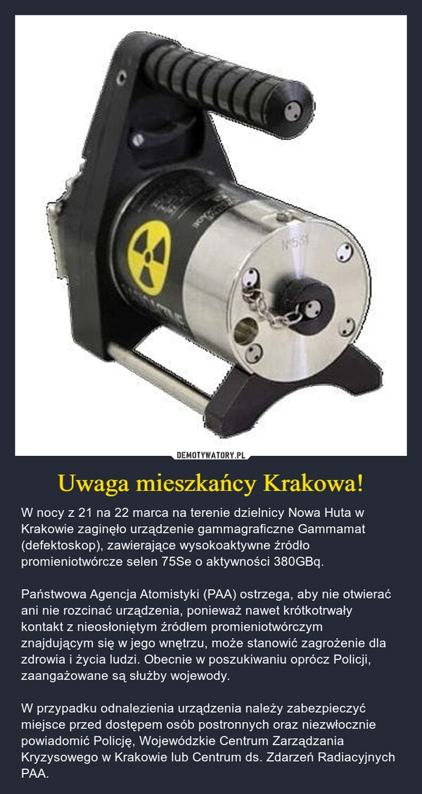 
    Uwaga mieszkańcy Krakowa!