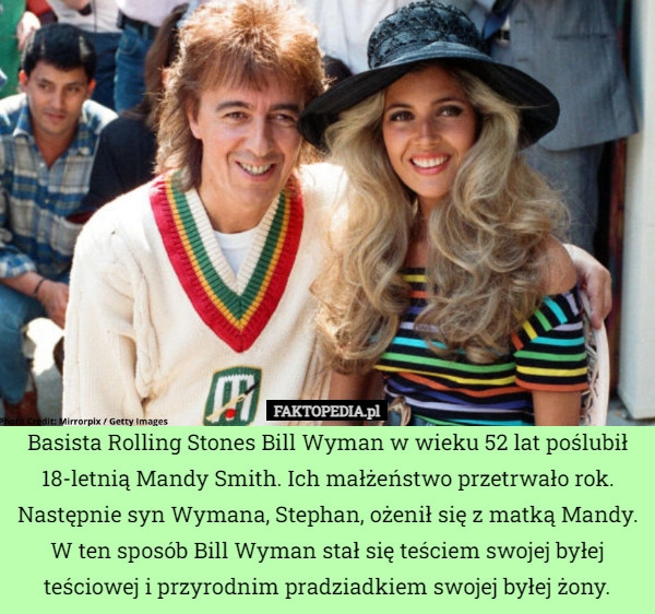 
    Basista Rolling Stones Bill Wyman w wieku 52 lat poślubił 18-letnią Mandy