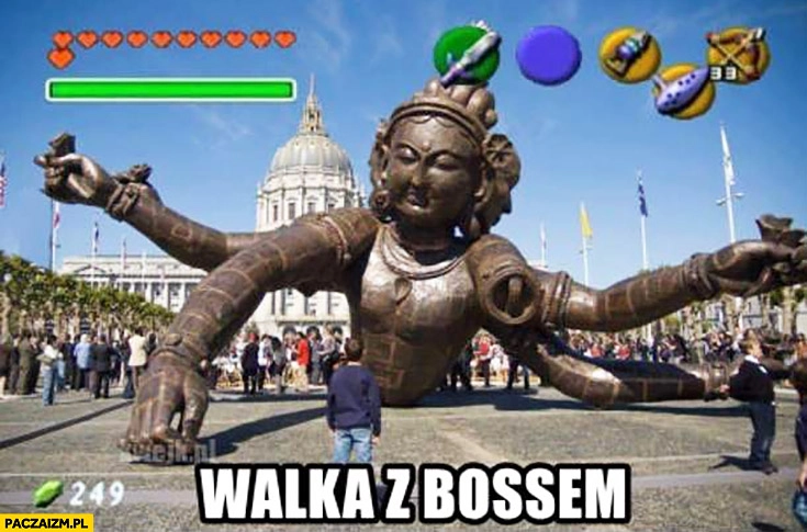 
    Walka z bossem pomnik rzeźba w Indiach