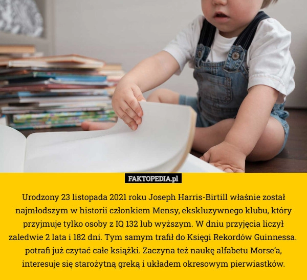 
    Urodzony 23 listopada 2021 roku Joseph Harris-Birtill właśnie został najmłodszym