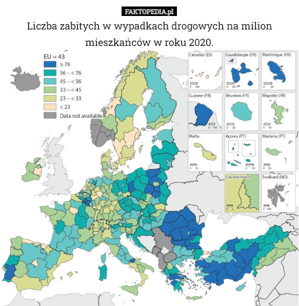 
    
			Liczba zabitych w wypadkach drogowych na milion mieszkańców w roku...					