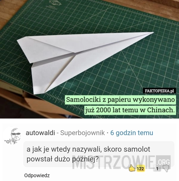 
    Samolocik z papieru