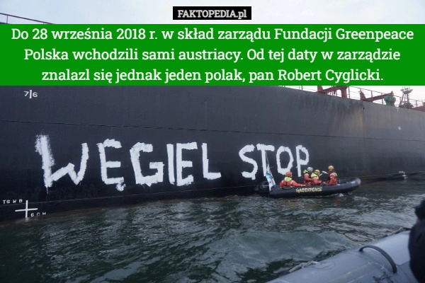 
    Do 28 września 2018 r. w skład zarządu Fundacji Greenpeace Polska wchodzili