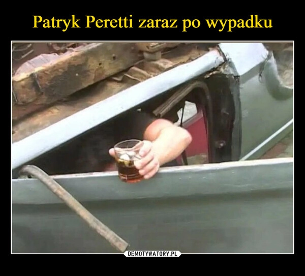 
    Patryk Peretti zaraz po wypadku