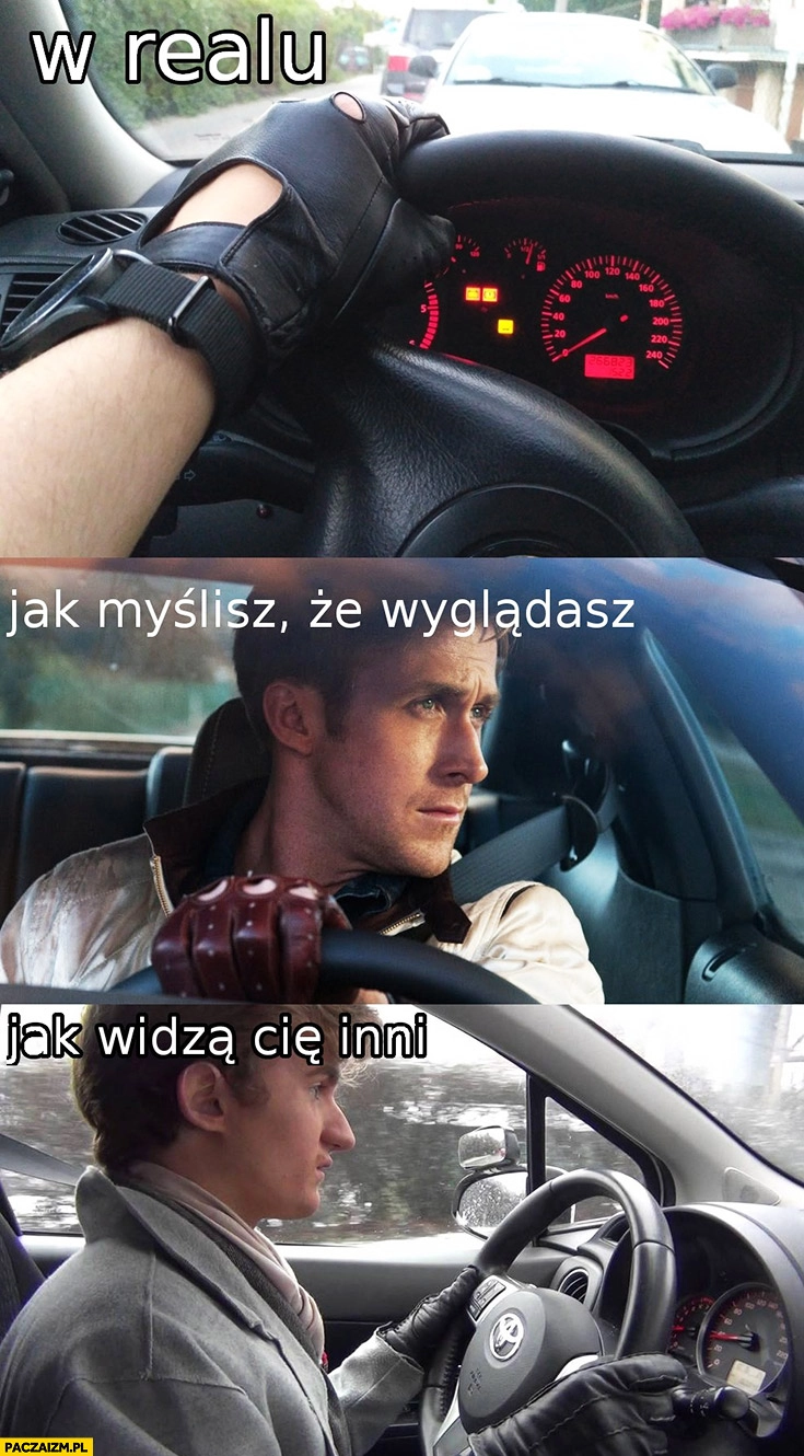 
    Rękawiczki podczas prowadzenia samochodu jak myślisz, że wyglądasz Ryan Gossling jak Cię widza inni Pan Franciszek