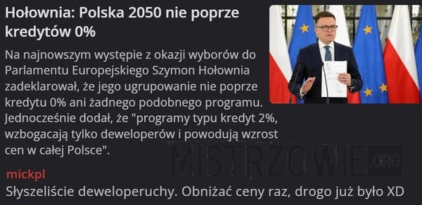 
    Polska 2050 nie poprze kredytów 0%