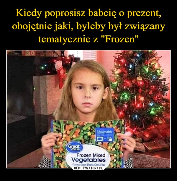 
    Kiedy poprosisz babcię o prezent, obojętnie jaki, byleby był związany tematycznie z "Frozen"