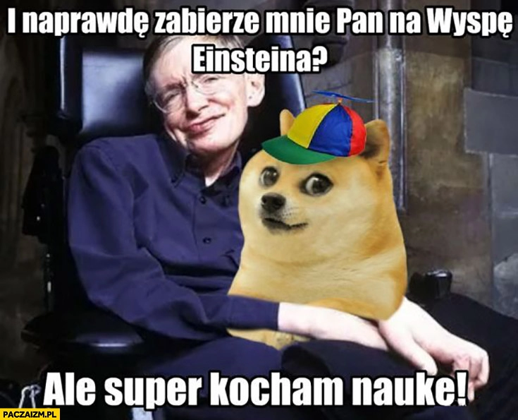 
    Hawking i naprawdę zabierze mnie pan na wyspę Epsteina? Ale super kocham naukę pies pieseł doge