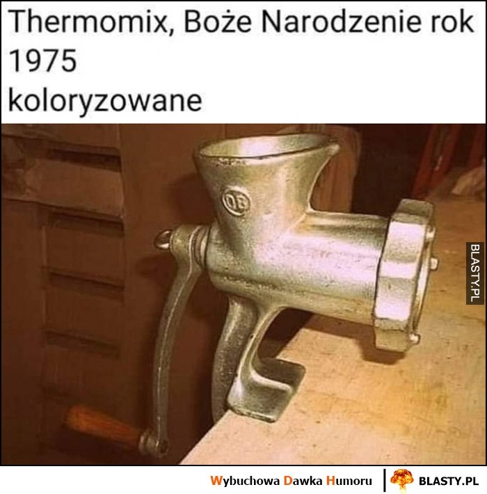 
    Thermomix, Boże Narodzenie rok 1975 koloryzowane maszynka do mielenia mięsa