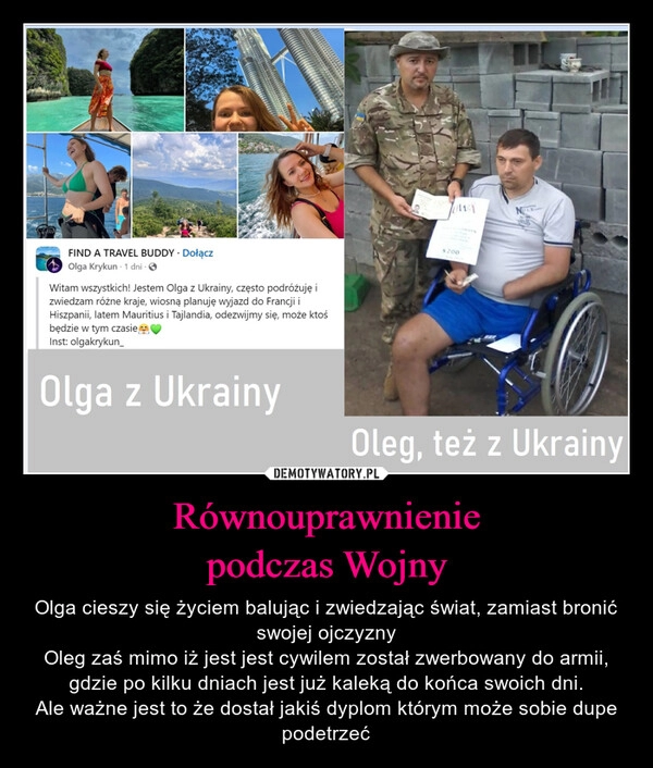 
    Równouprawnienie
podczas Wojny