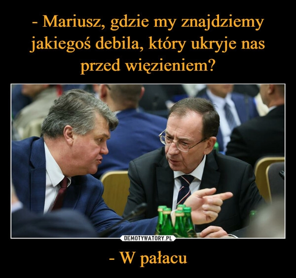 
    - Mariusz, gdzie my znajdziemy jakiegoś debila, który ukryje nas przed więzieniem? - W pałacu