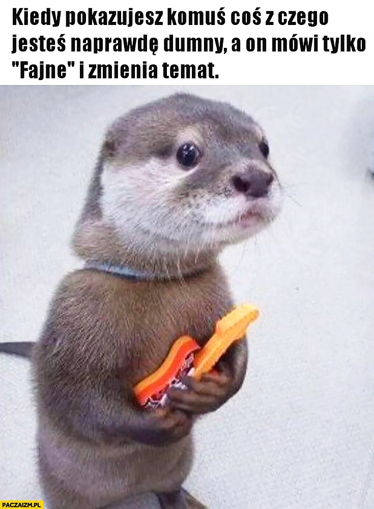 
    Kiedy pokazujesz komuś coś z czego jesteś naprawdę dumny a on tylko mówi fajne i zmienia temat
