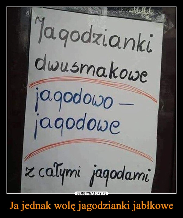 
    Ja jednak wolę jagodzianki jabłkowe