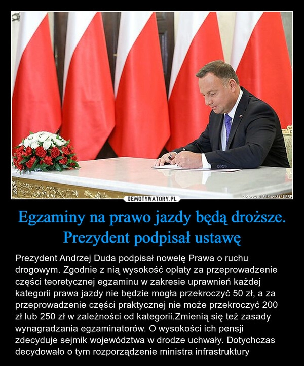 
    
Egzaminy na prawo jazdy będą droższe. Prezydent podpisał ustawę 