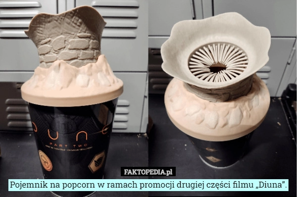 
    Pojemnik na popcorn w ramach promocji drugiej części filmu „Diuna”.