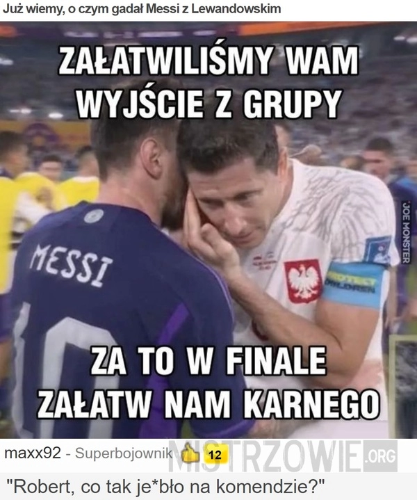 
    
			Już wiemy, o czym gadał Messi z Lewandowskim					