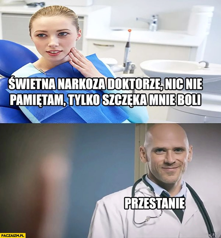 
    Świetna narkoza doktorze, nic nie pamiętam tylko szczęka mnie boli łysy z brazzers Johnny Sins lekarz doktor