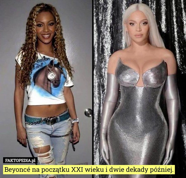 
    Beyoncé na początku XXI wieku i dwie dekady później.