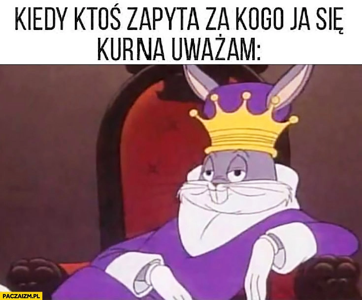 
    Kiedy ktoś zapyta za kogo ja się kurna uważam. Królik Bugs król