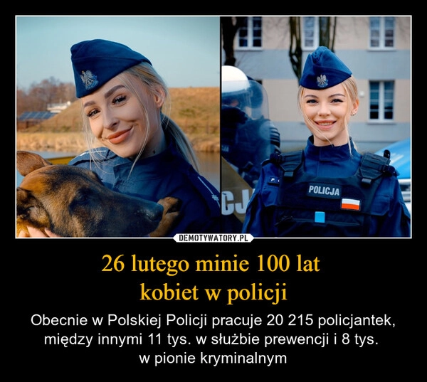 
    26 lutego minie 100 lat 
kobiet w policji