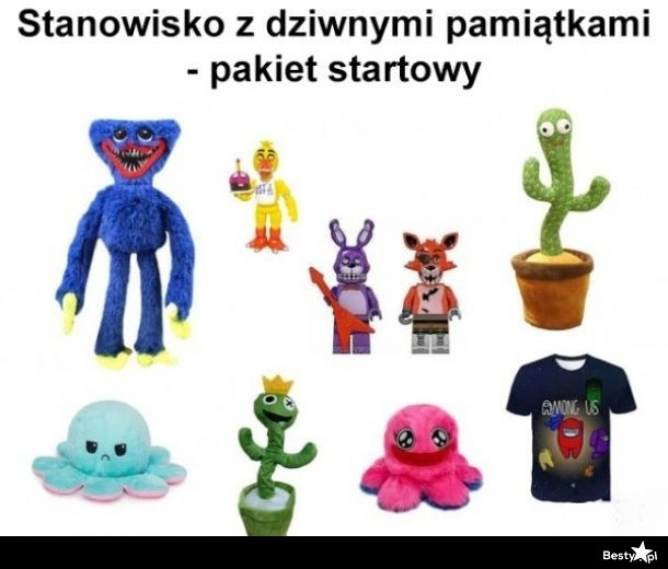 
    Stanowisko z dziwnymi pamiątkami 