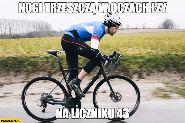
    Nogi trzeszczą, w oczach łzy, na liczniku 43 rower rowerzysta