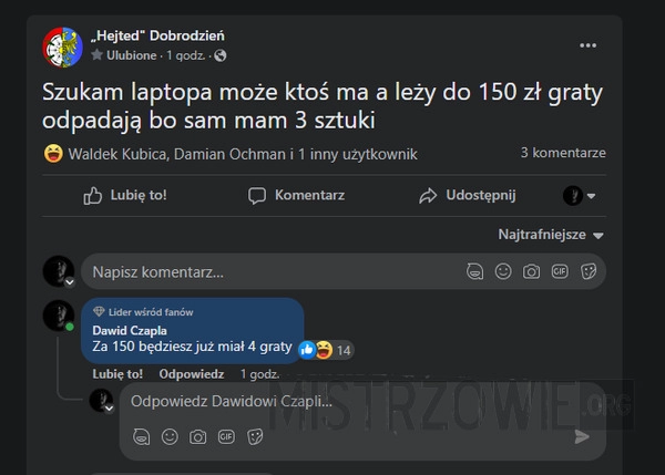 
    150zł da za sprawnego lapka