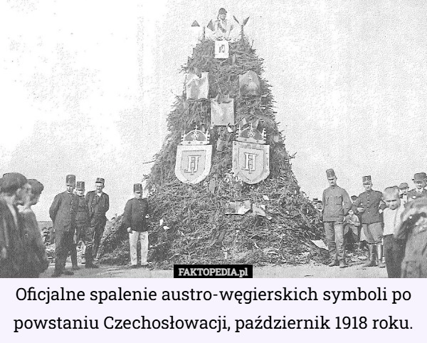 Oficjalne spalenie austro-węgierskich symboli po powstaniu Czechosłowacji...