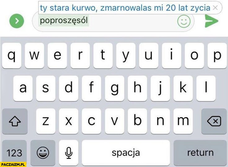 
    Poproszę sól Ty stara kurno zmarnowałaś mi 20 lat życia autokorekta