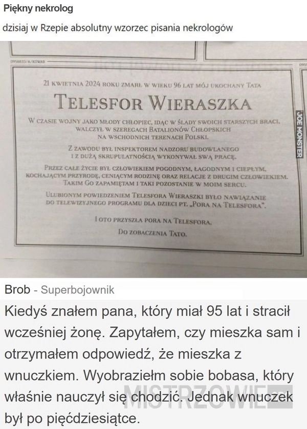 
    Piękny nekrolog