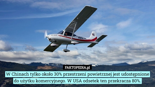 
    W Chinach tylko około 30% przestrzeni powietrznej jest udostępnione do użytku