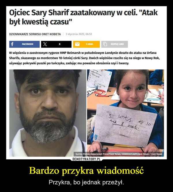 
    Bardzo przykra wiadomość