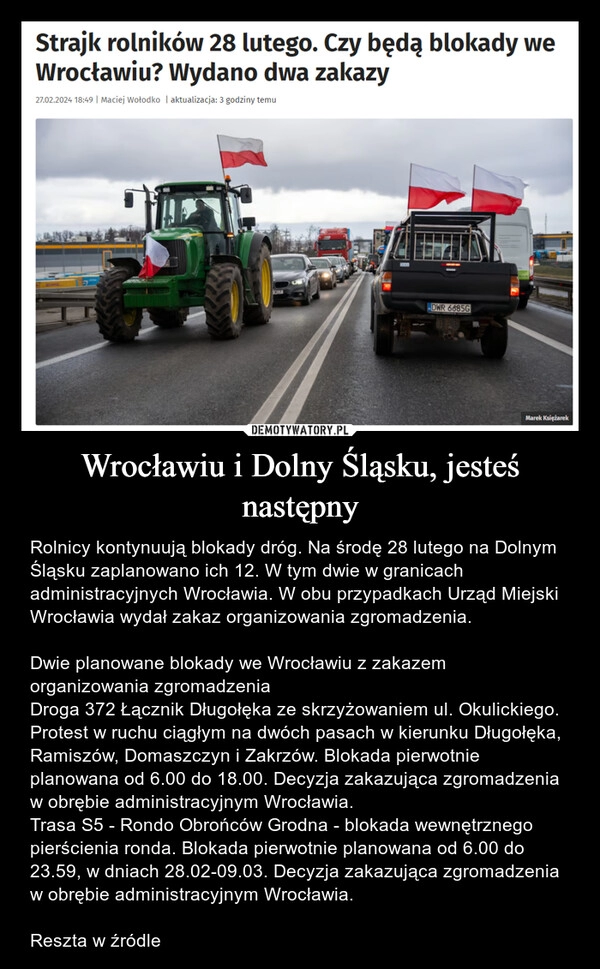 
    Wrocławiu i Dolny Śląsku, jesteś następny