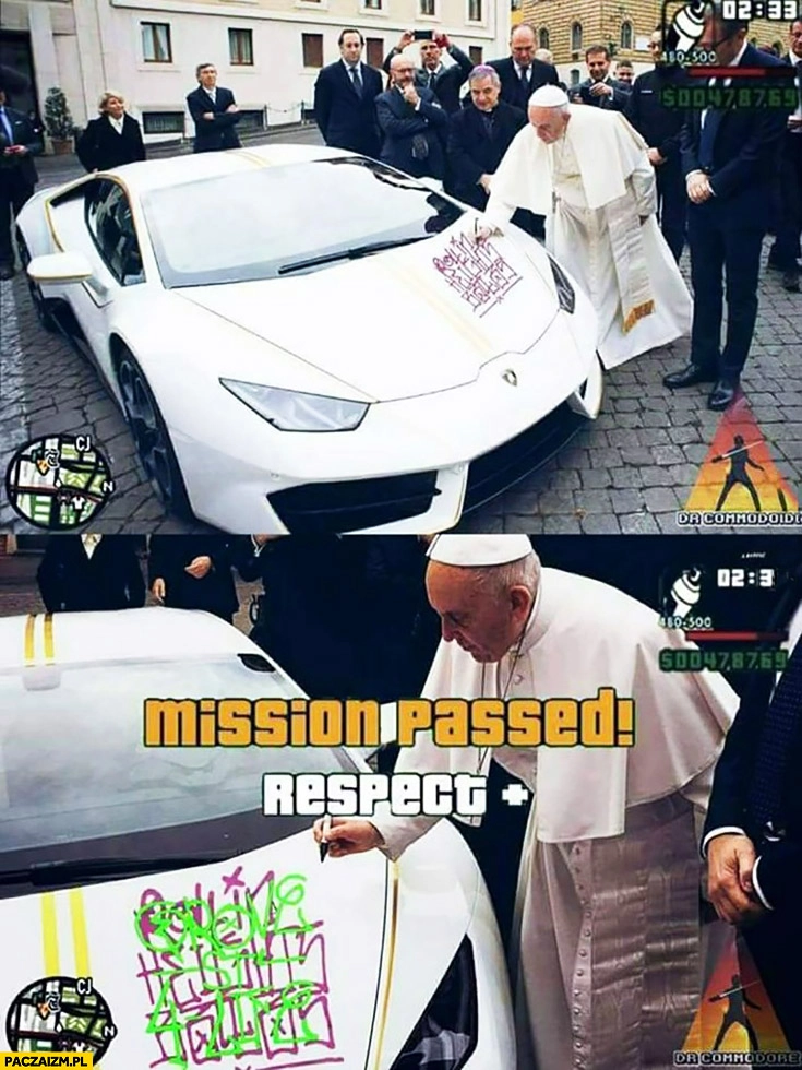 
    GTA Grand Theft Auto papież podpisuje Lamborghini mission passed respect plus