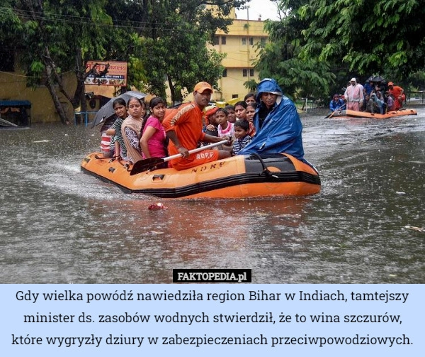 
    Gdy wielka powódź nawiedziła region Bihar w Indiach, tamtejszy minister