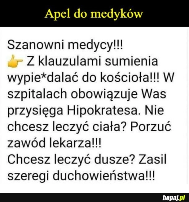 
    Apel do medyków