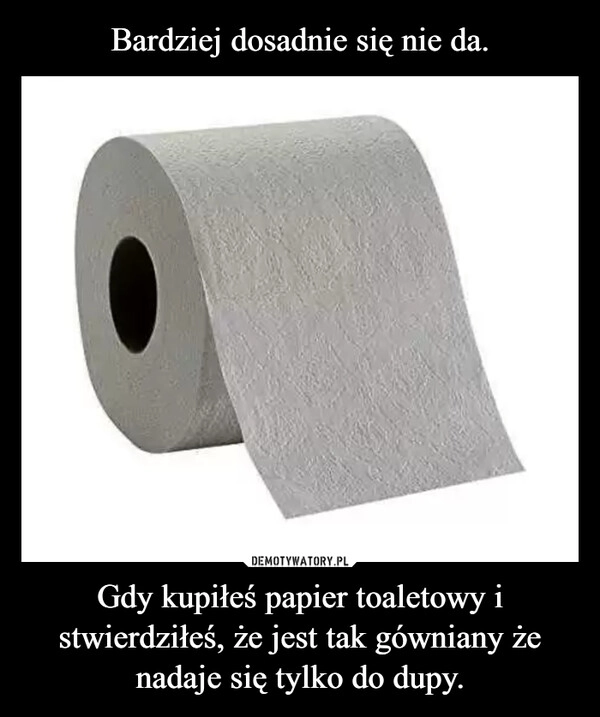 
    Bardziej dosadnie się nie da. Gdy kupiłeś papier toaletowy i stwierdziłeś, że jest tak gówniany że nadaje się tylko do dupy.