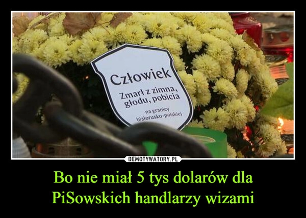 
    Bo nie miał 5 tys dolarów dla PiSowskich handlarzy wizami