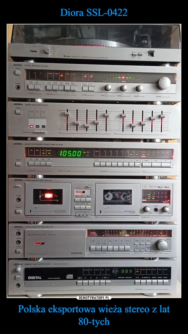 
    Diora SSL-0422 Polska eksportowa wieża stereo z lat 80-tych