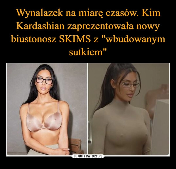 
    Wynalazek na miarę czasów. Kim Kardashian zaprezentowała nowy biustonosz SKIMS z "wbudowanym sutkiem"