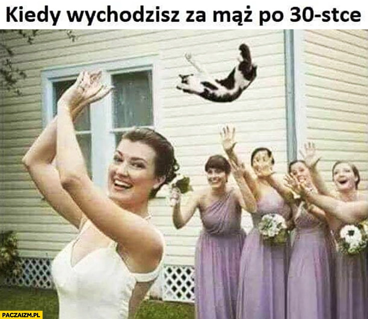 
    Kiedy wychodzisz za mąż po 30-tce trzydziestce rzuca kota zamiast welonu