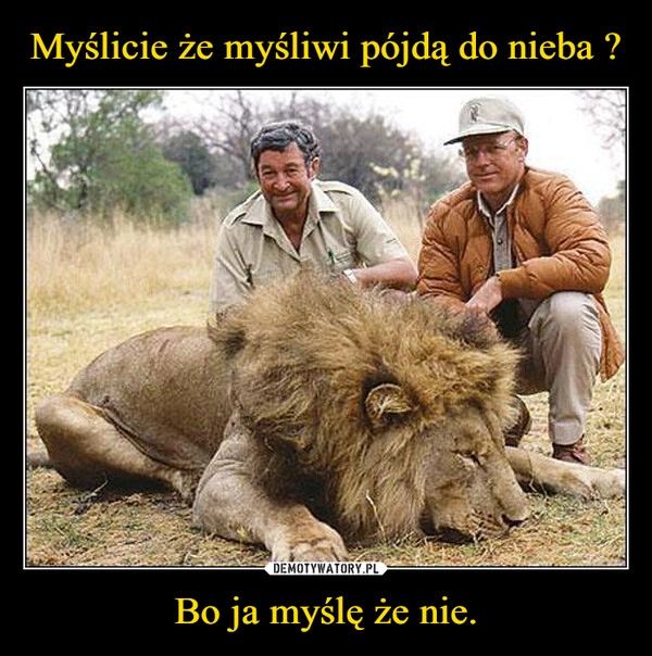 
    Myślicie że myśliwi pójdą do nieba ? Bo ja myślę że nie.