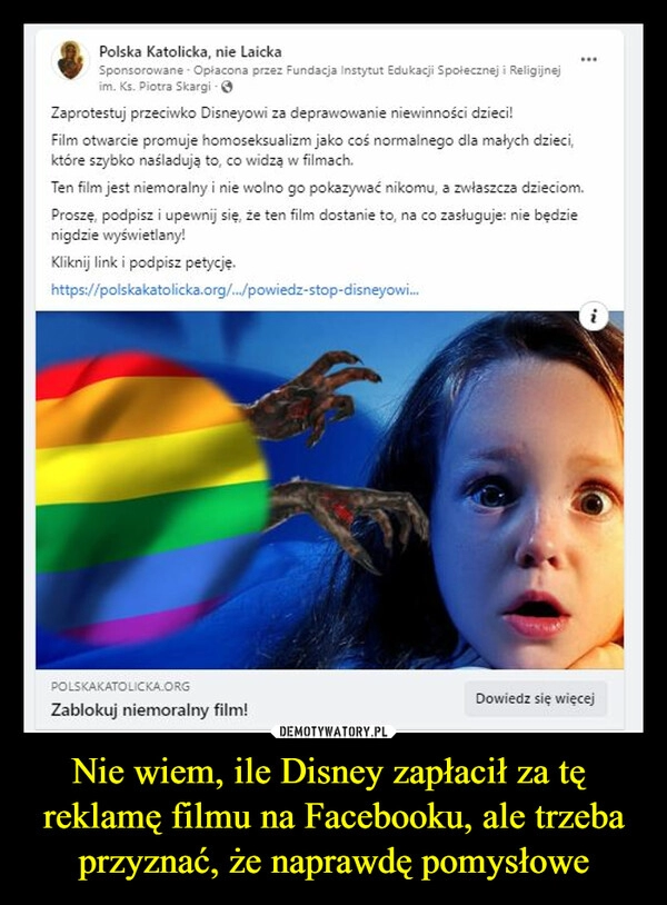 
    Nie wiem, ile Disney zapłacił za tę reklamę filmu na Facebooku, ale trzeba przyznać, że naprawdę pomysłowe 