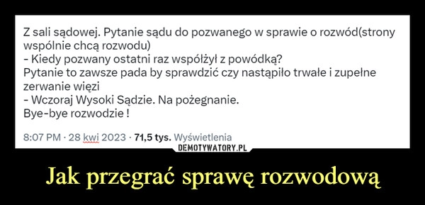 
    Jak przegrać sprawę rozwodową