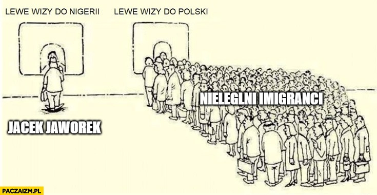 
    Nielegalni imigranci stoją po lewe wizy do Polski, Jacek Jaworek stoi po lewa wizę do Nigerii