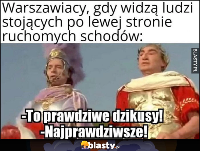 
    Warszawiacy, gdy widzą ludzi stojących po lewej stronie ruchomych schodów: to prawdziwe dzikusy, najprawdziwsze