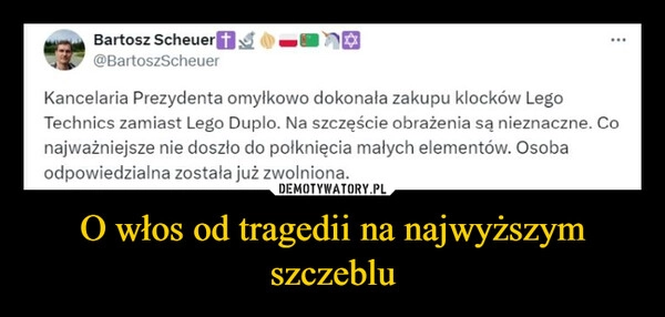 
    O włos od tragedii na najwyższym szczeblu