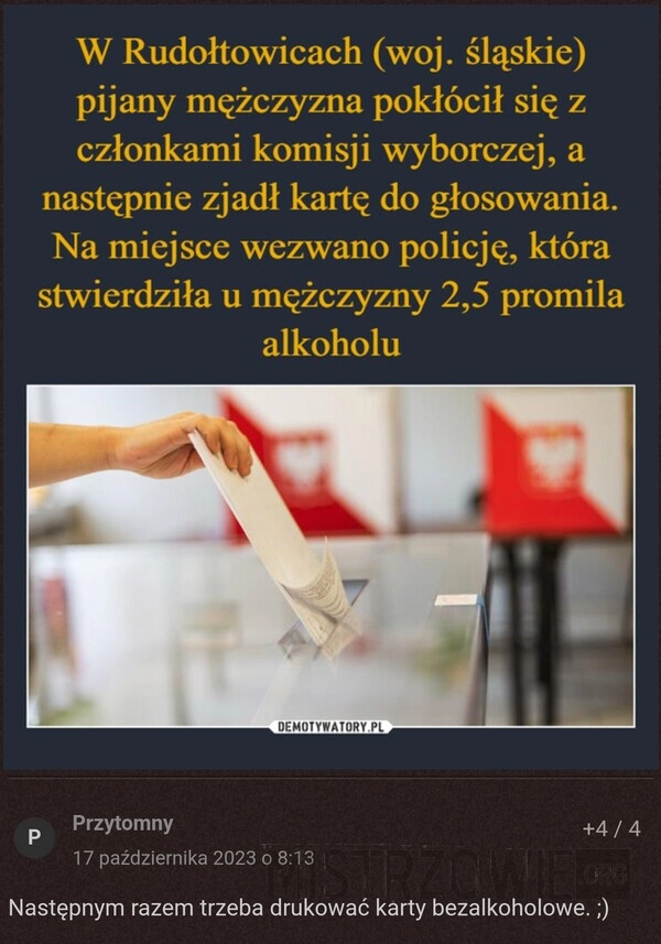 
    Karta do głosowania